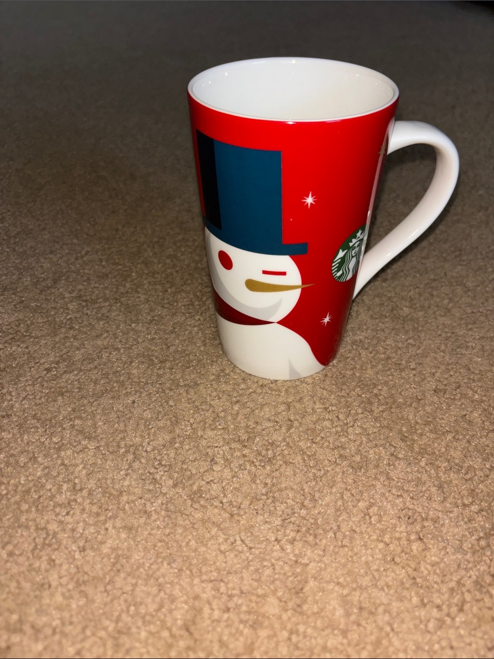 Starbucks Red and White Snowman Holiday Mug